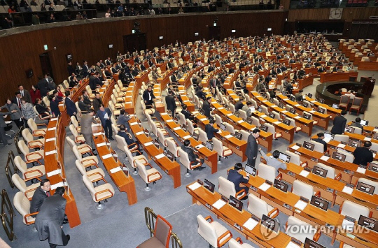 국회 본회의장. 연합뉴스